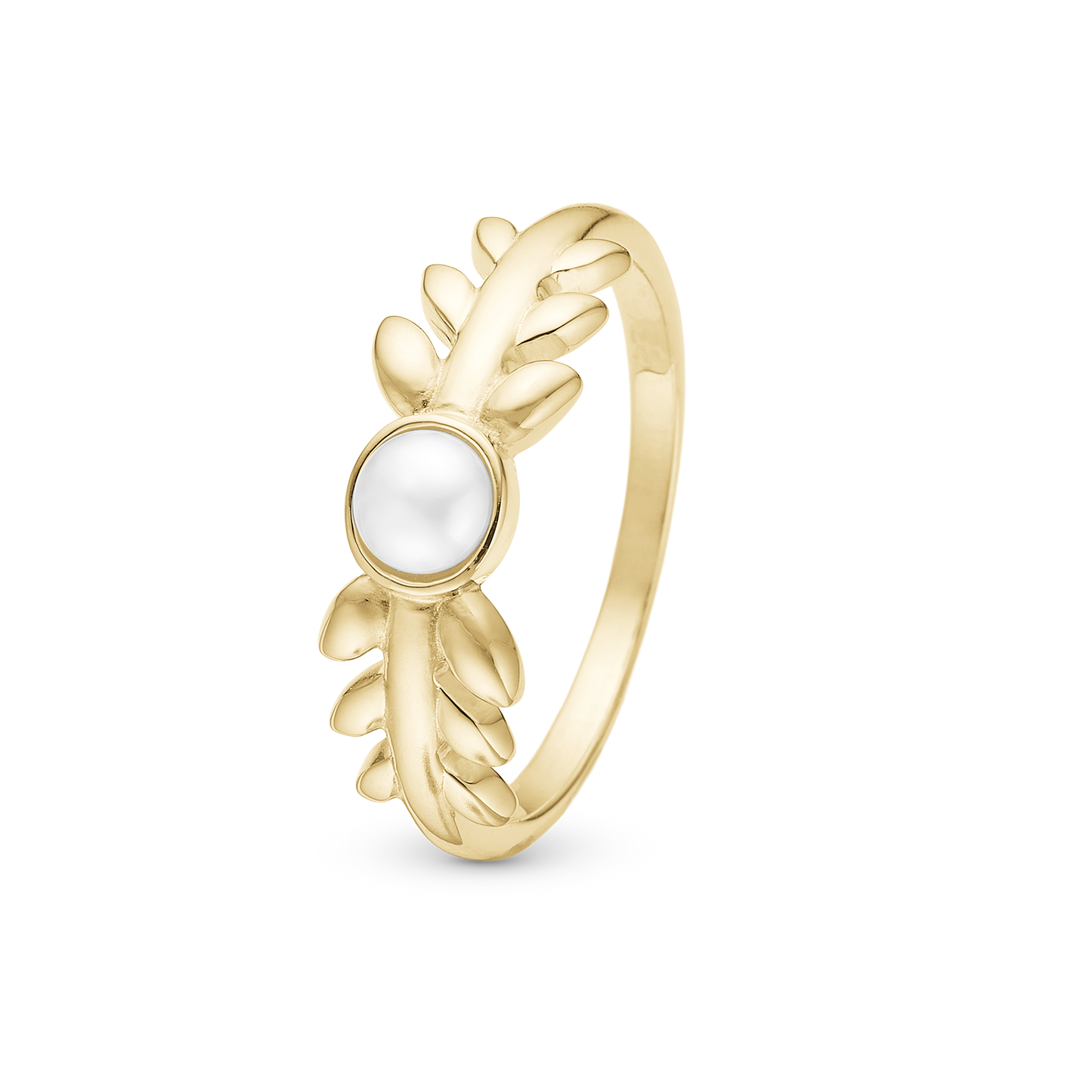 Pearl & NatWatche Ring - Gold Plated Sterling Silver with 1 Ferskvandsperle