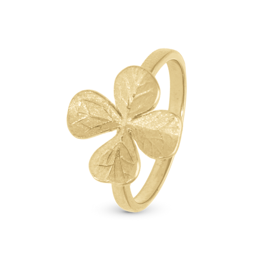 FoWatch Leaf Clover Ring - Polished/Matte Gold Plated Sterling Silver