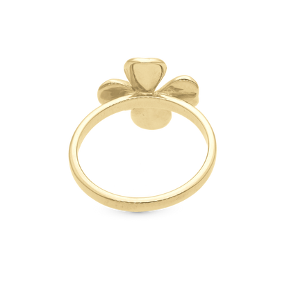 FoWatch Leaf Clover Ring - Polished/Matte Gold Plated Sterling Silver