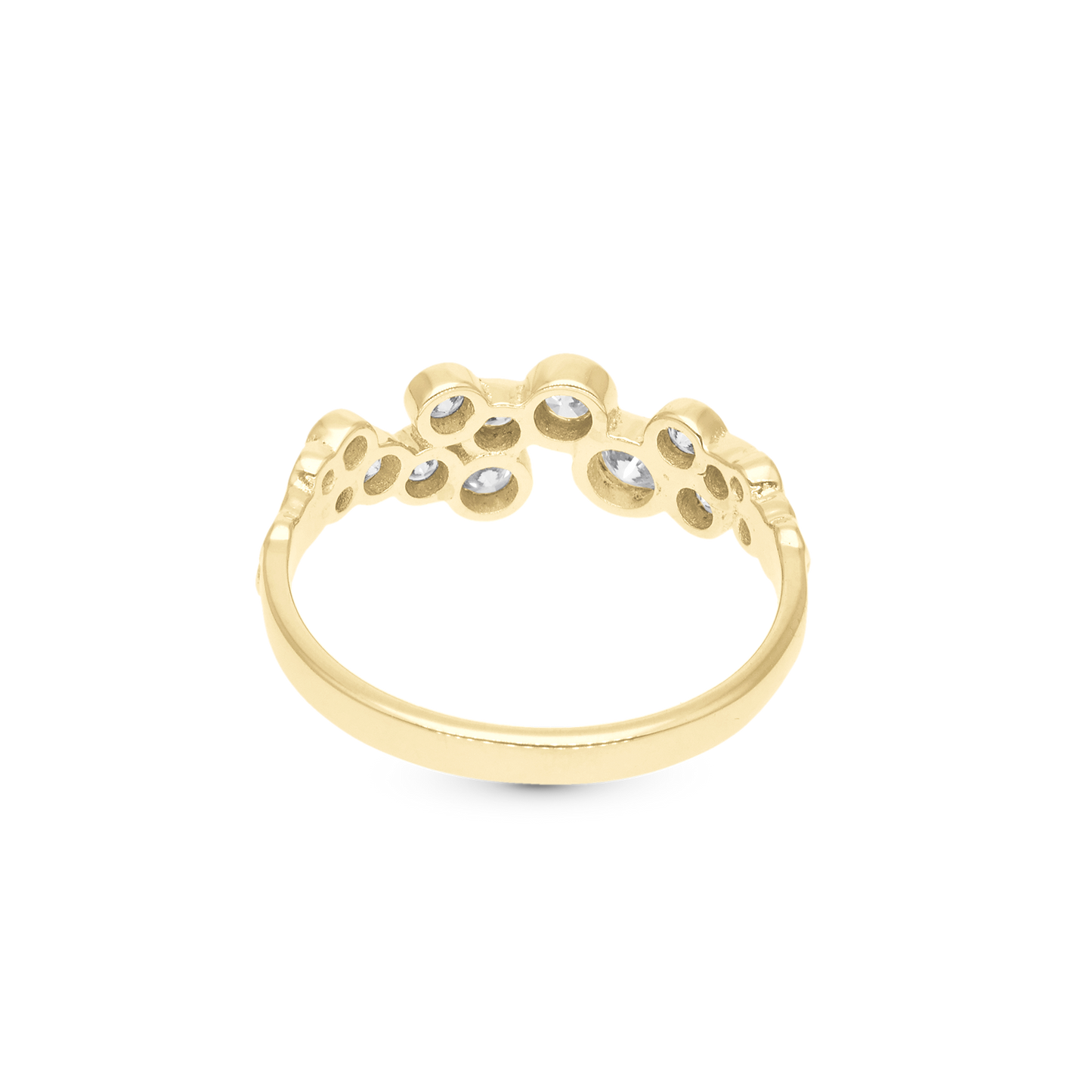 Bubbles Ring - Polished Gold Plated Sterling Silver with 15 white Cubic Zirkonia