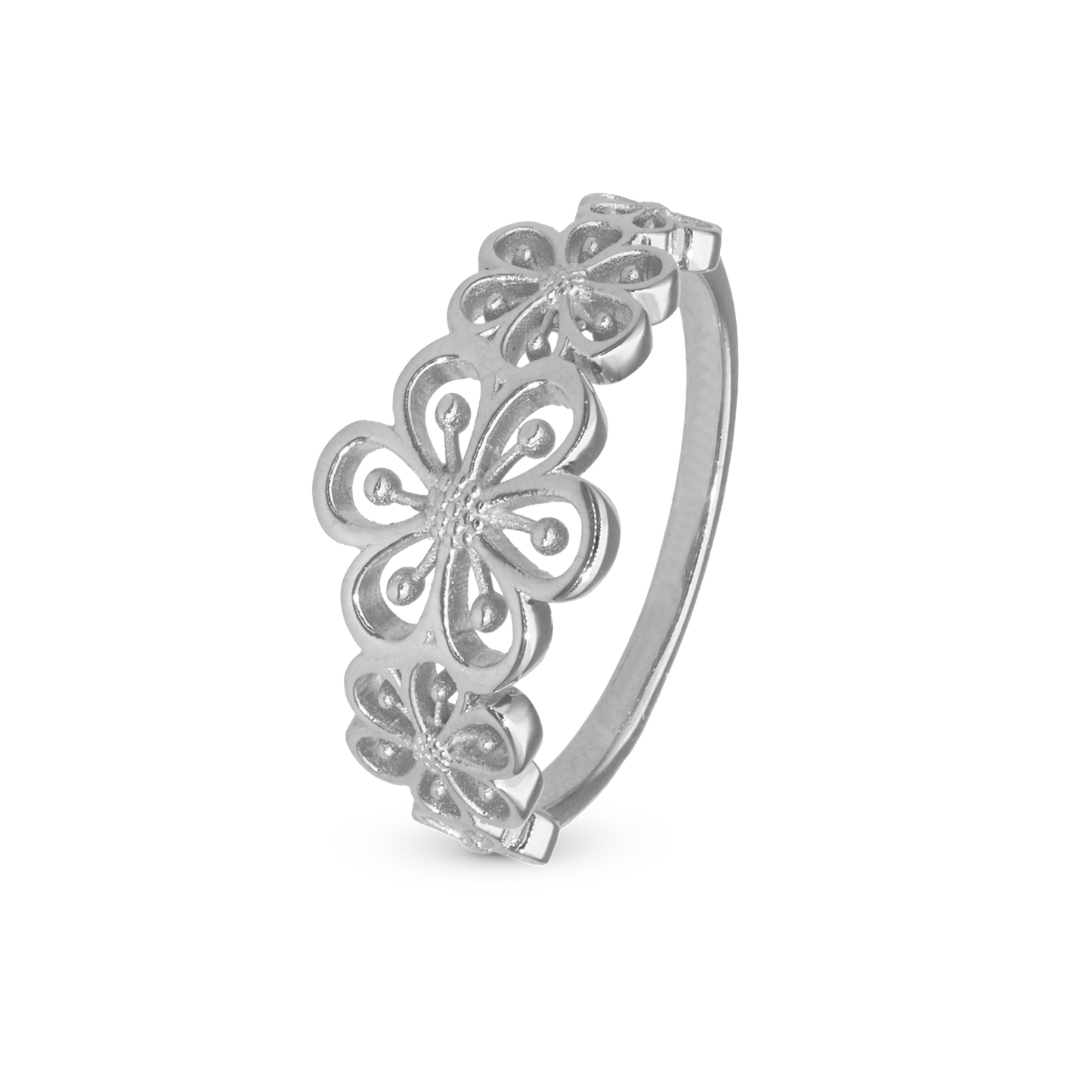 Flower Heaven Ring - Polished Sterling Silver