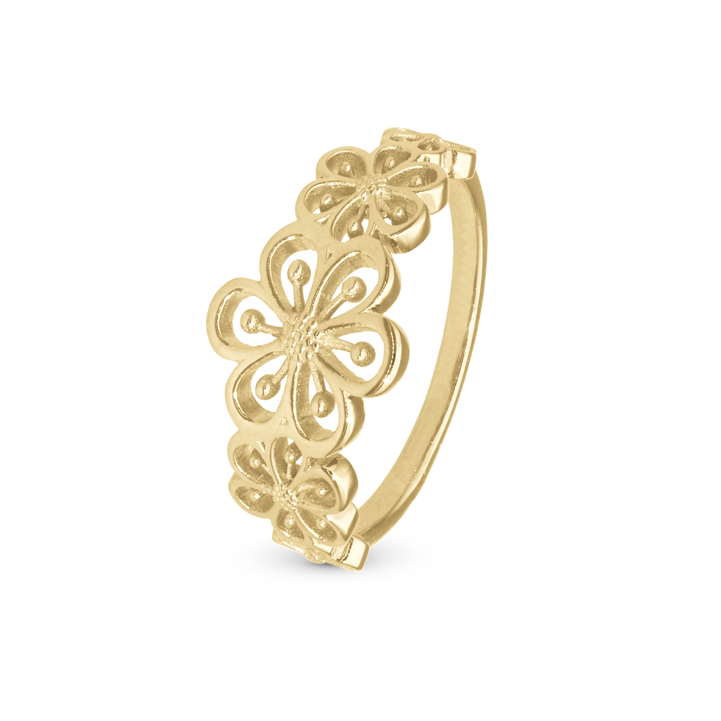 Flower Heaven Ring - Polished Gold Plated Sterling Silver