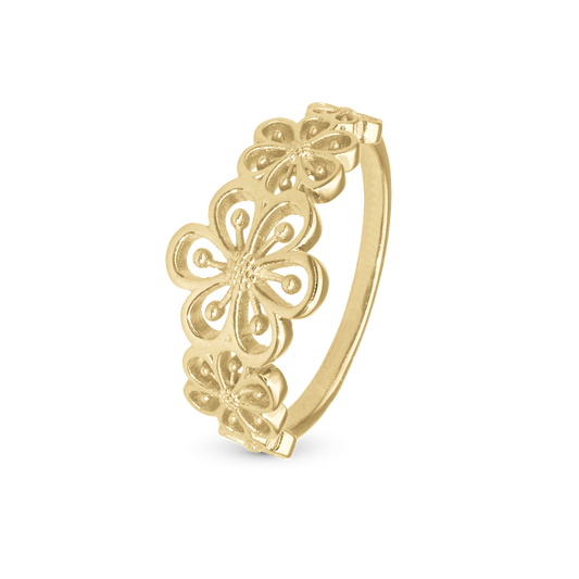 Flower Heaven Ring - Polished Gold Plated Sterling Silver