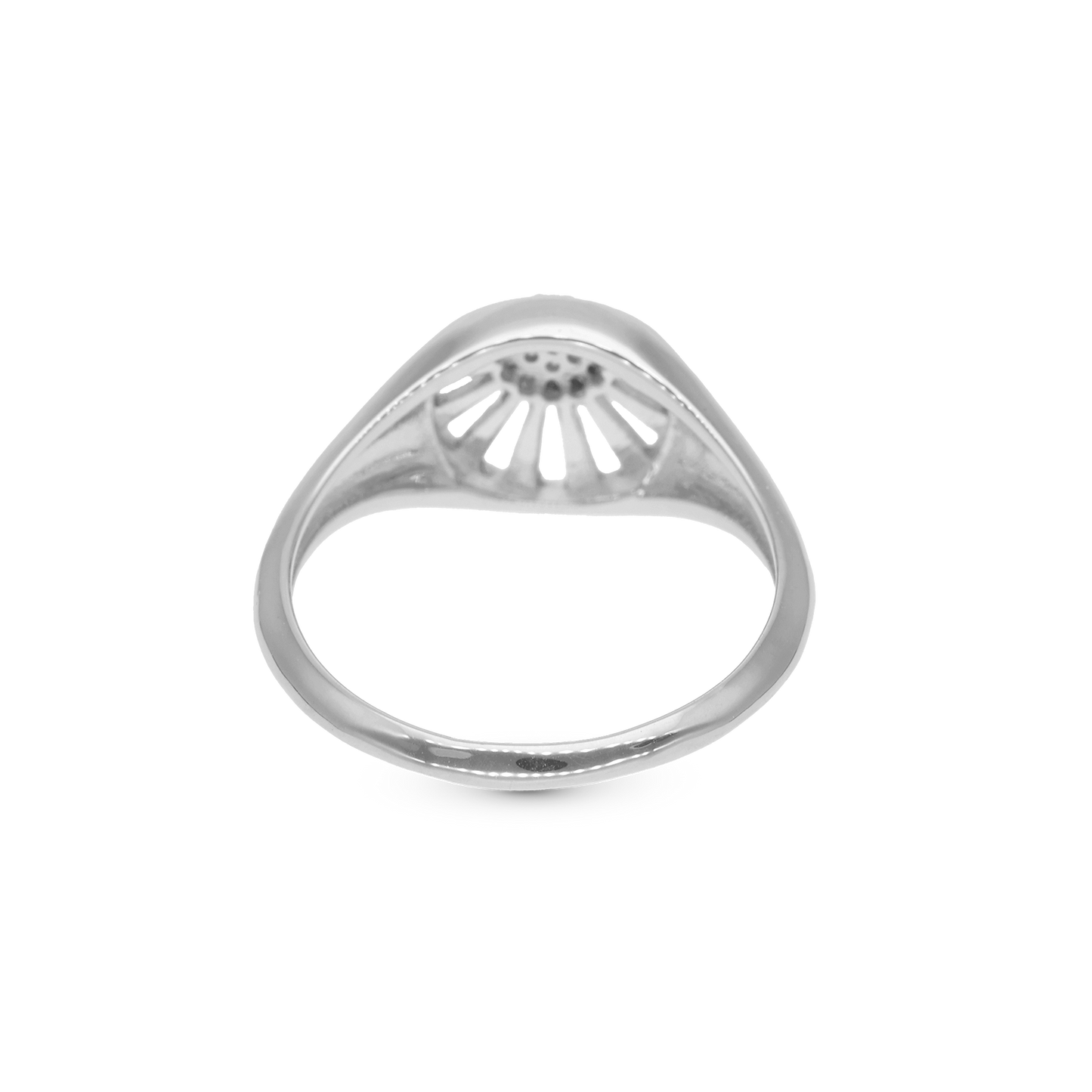 Ocean sunset Ring - Polished Sterling Silver with 19 white Cubic Zirkonia