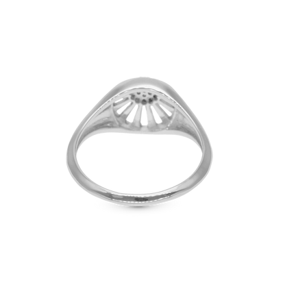 Ocean sunset Ring - Polished Sterling Silver with 19 white Cubic Zirkonia