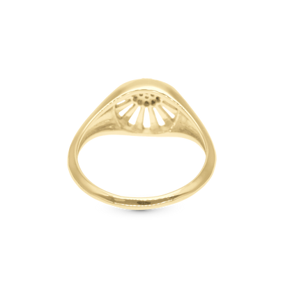 Ocean sunset Ring - Polished Gold Plated Sterling Silver with 19 white Cubic Zirkonia