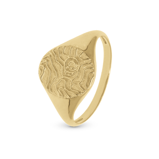 Fingerprint Ring - Polished Gold Plated Sterling Silver