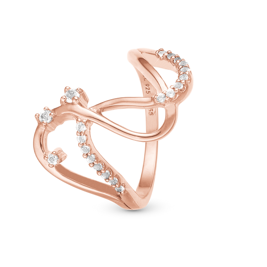 Energy Love Ring - Polished Rose Gold Plated with 20 white Topas