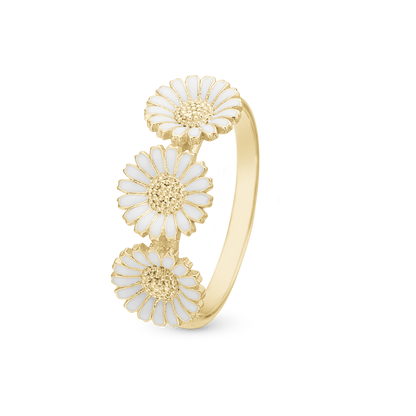 Triple Marguerite Ring - Gold Plated Sterling Silver