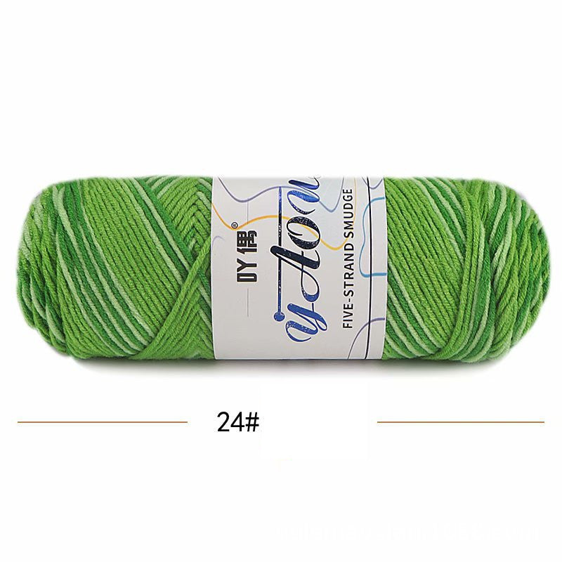 5Strands Milk Cotton Medium Thick Tie-dye Smudge Dyed Yarn