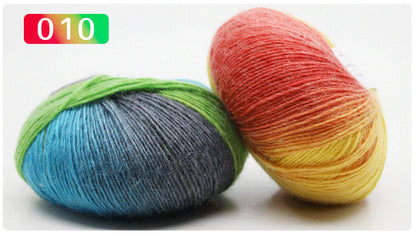 Pure Wool Long Rainbow Dyed Yarn
