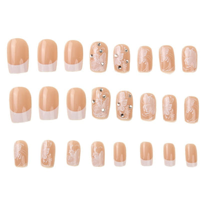 24 Pieces White French Flower Design Wear Nail Manicure Jewelry Manicure