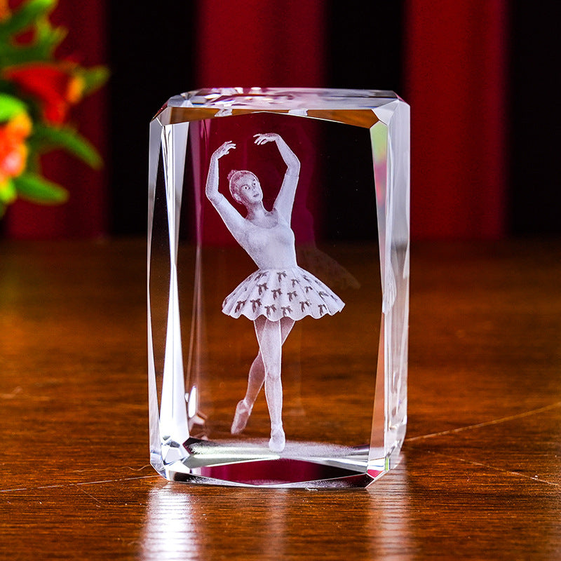 Interior Carving 3D Animal Series Crystal Statue Tourist Souvenir