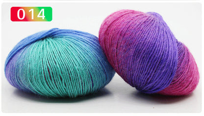 Pure Wool Long Rainbow Dyed Yarn