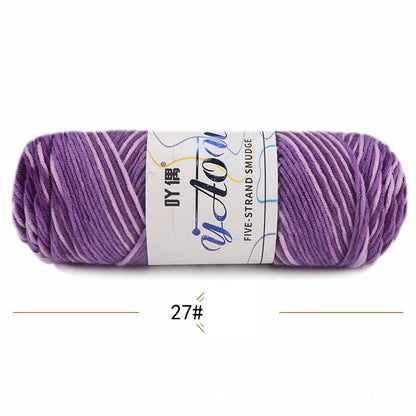 5Strands Milk Cotton Medium Thick Tie-dye Smudge Dyed Yarn