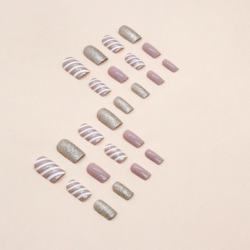 Champagne Christmas Twill Manicure Mid-length