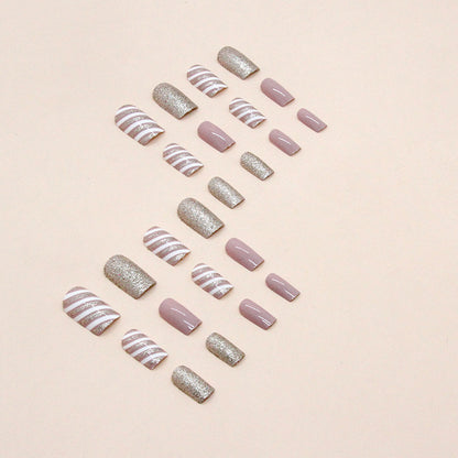 Champagne Christmas Twill Manicure Mid-length