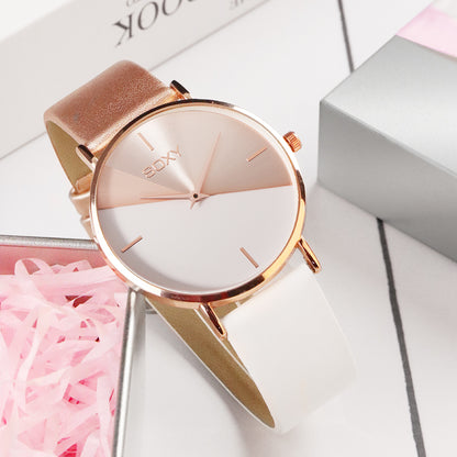 Top brand women's watch leather Rose gold female clock luxury brand design women