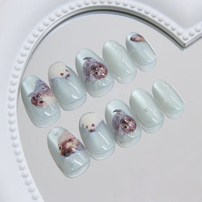 Wear Nail Cat Eye Summer Ocean Cute Patch Detachable