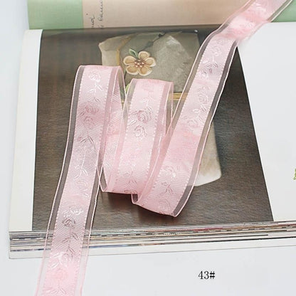 Textured Rose Jacquard Snow Yarn Ribbon Holder Ribbon Diy Butterfly Companion Hand Gift Ribbon Ornament Material