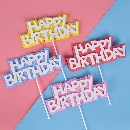 Happy Birthday Cake Decoration Card Color EVA Double Layer