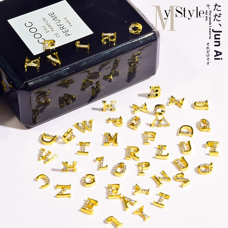 26 Letter Alloy Nail Ornament Nail Crystal