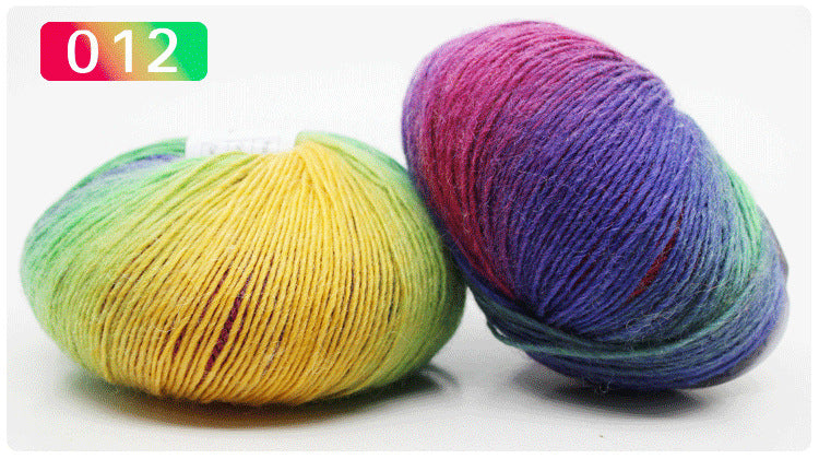 Pure Wool Long Rainbow Dyed Yarn