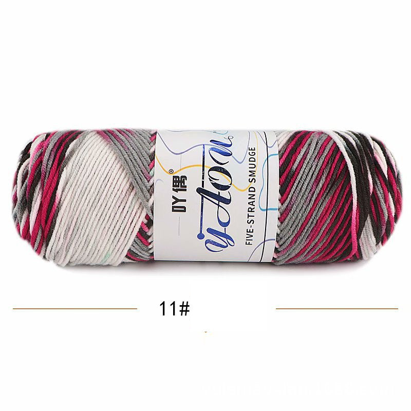 5Strands Milk Cotton Medium Thick Tie-dye Smudge Dyed Yarn