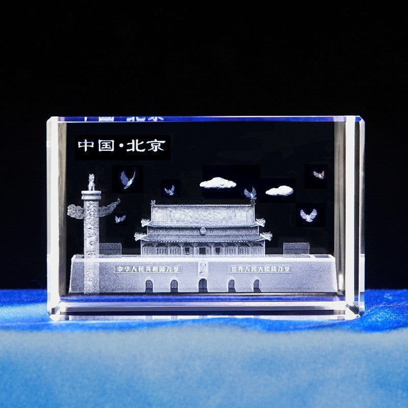 Interior Carving 3D Animal Series Crystal Statue Tourist Souvenir