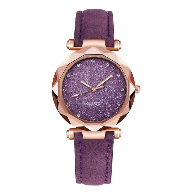 Ladies fashion Korean Rhinestone Rose Gold Quartz Watch Female