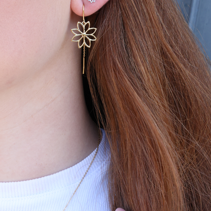 Simple Flower Simple Earring Stud / Single Stud - Polished Gold Plated Sterling Silver