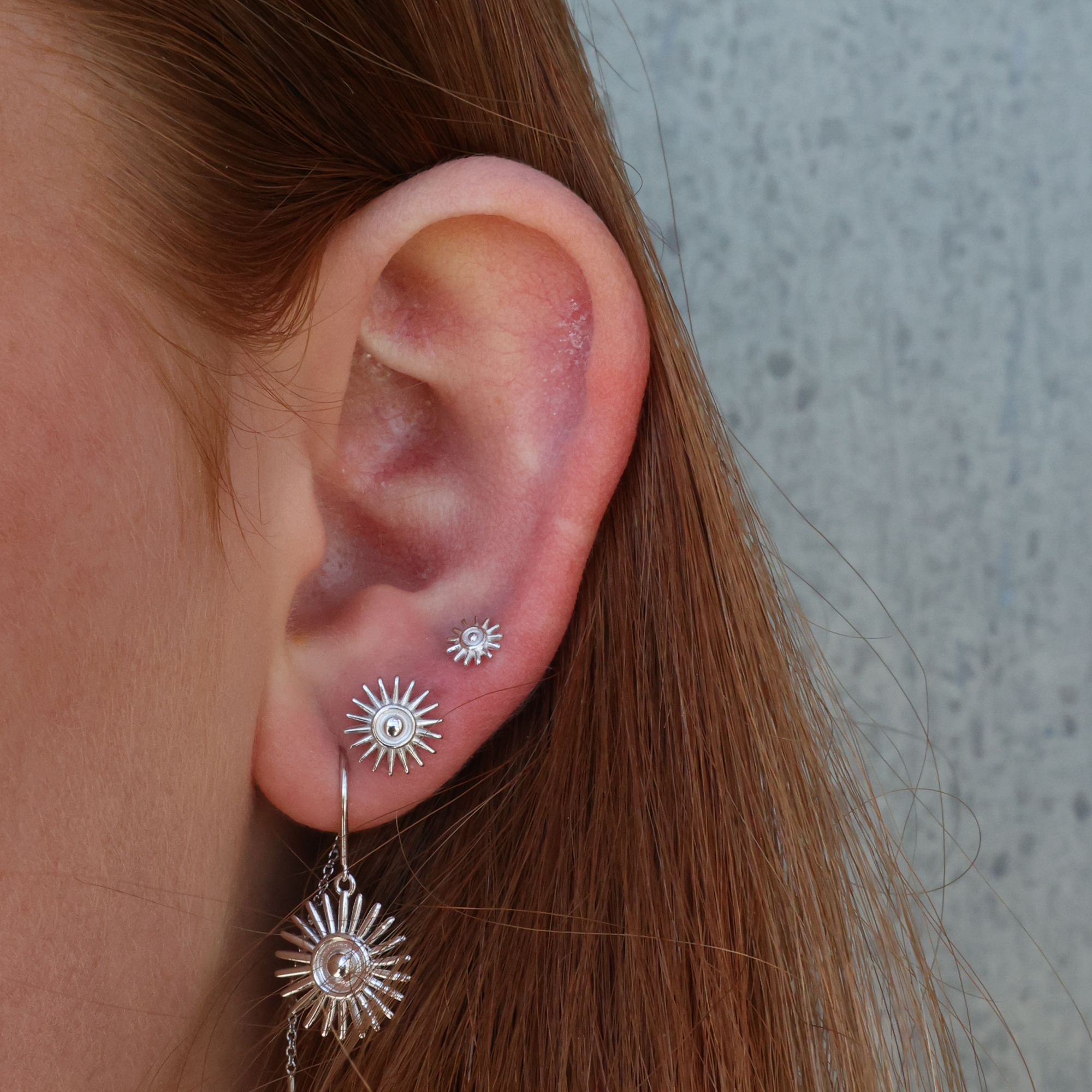 Sunshine Stud Earrings - Polished Sterling Silver