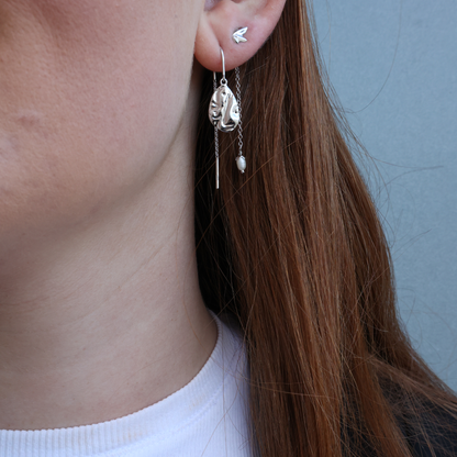 Stud Add-On / 1 stk. Earring Stud - Polished Gold Plated Sterling Silver with 2 white Cubic Zirkonia