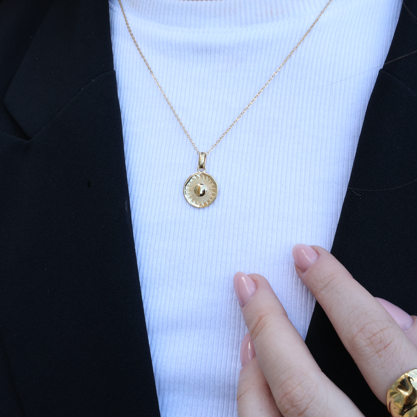 Magic Sun Earring Pendant - Polished Gold Plated Sterling Silver