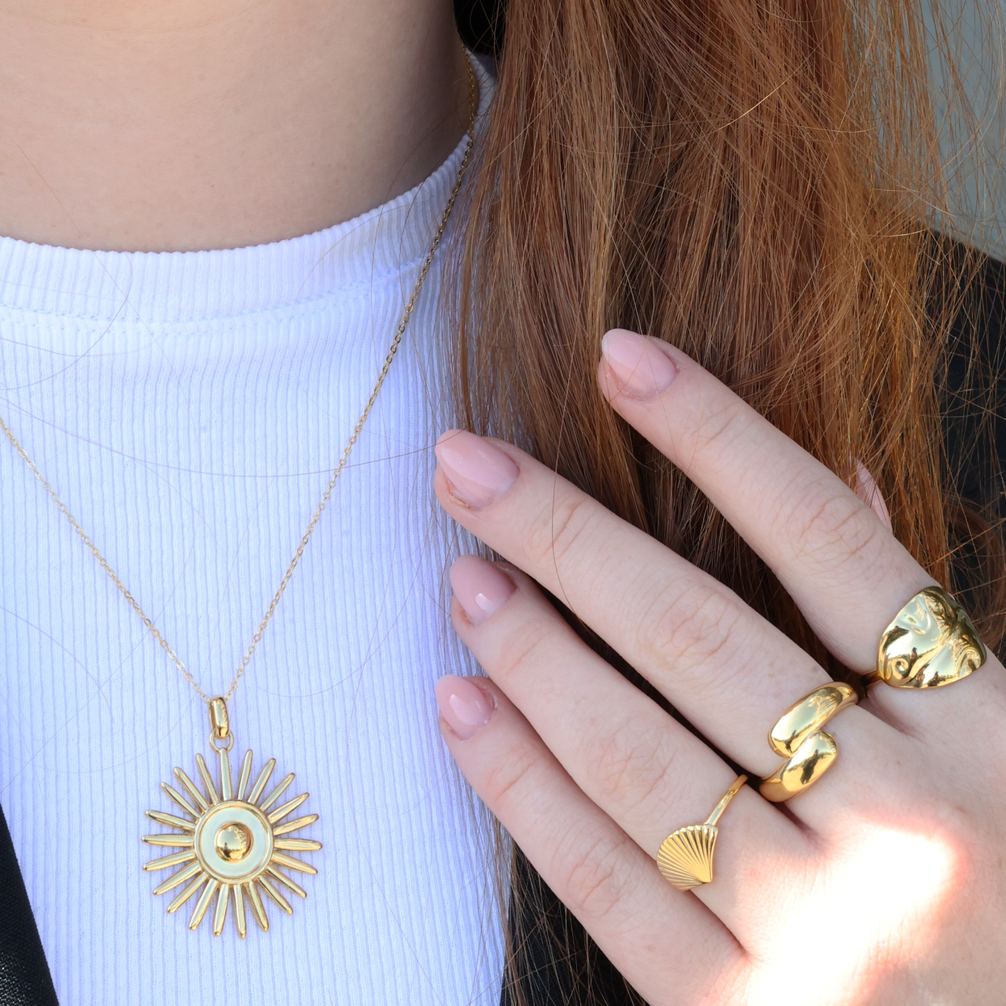 Fan Ring - Polished Gold Plated Sterling Silver