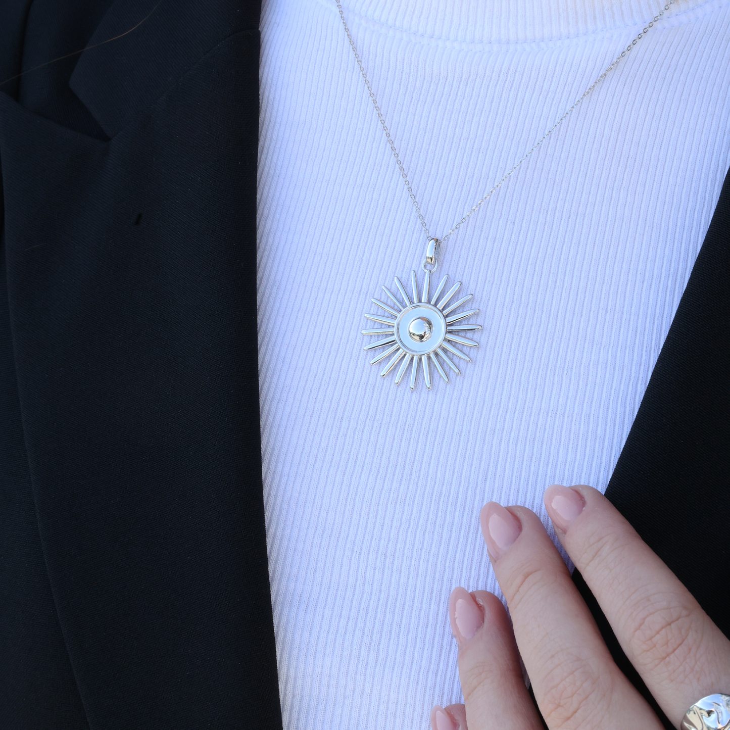 Sunshine Earring Pendant - Polished Sterling Silver