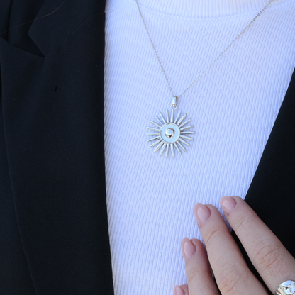 Sunshine Earring Pendant - Polished Sterling Silver