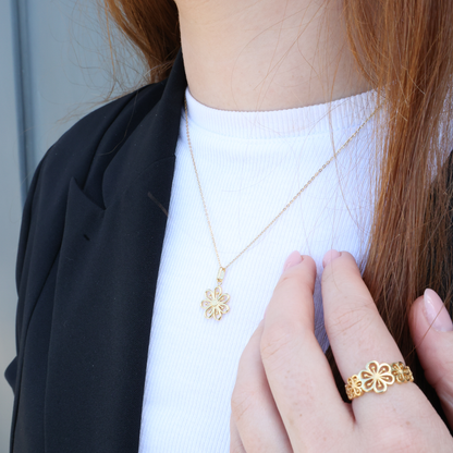 Flower Heaven Ring - Polished Gold Plated Sterling Silver