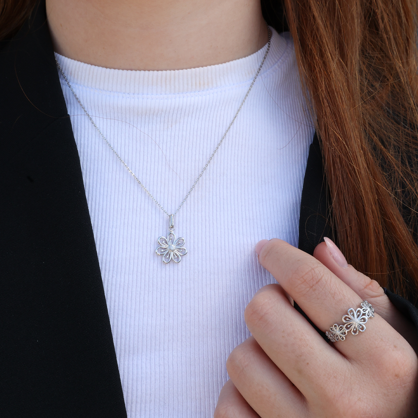 Flower Heaven Ring - Polished Sterling Silver