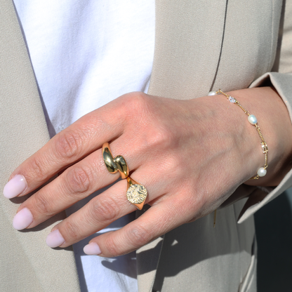 Fingerprint Ring - Polished Gold Plated Sterling Silver