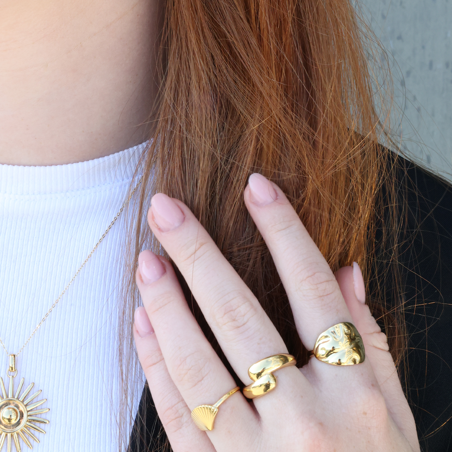Water drops Ring - Polished Gold Plated Sterling Silver