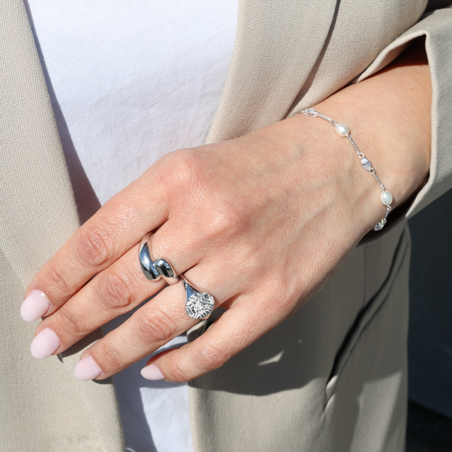 Water drops Ring - Polished Sterling Silver