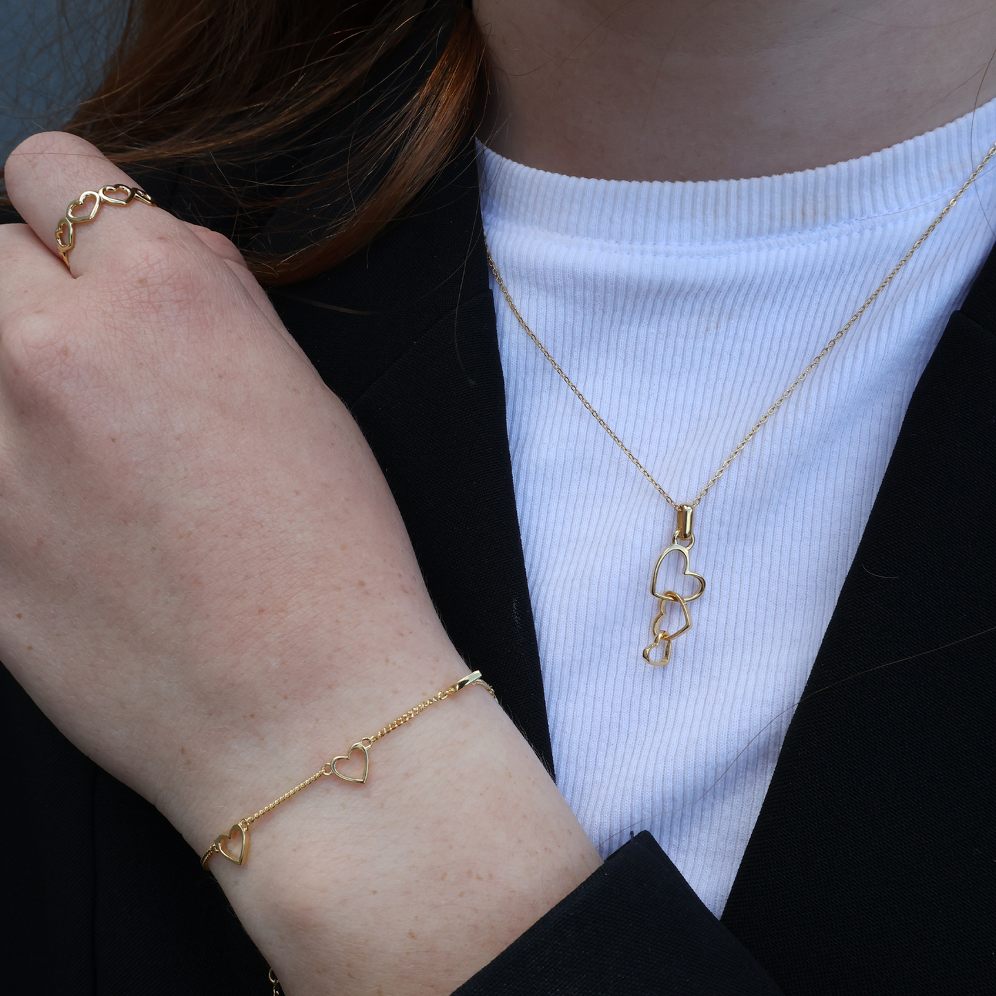 Dancing Love Earring Pendant - Polished Gold Plated Sterling Silver