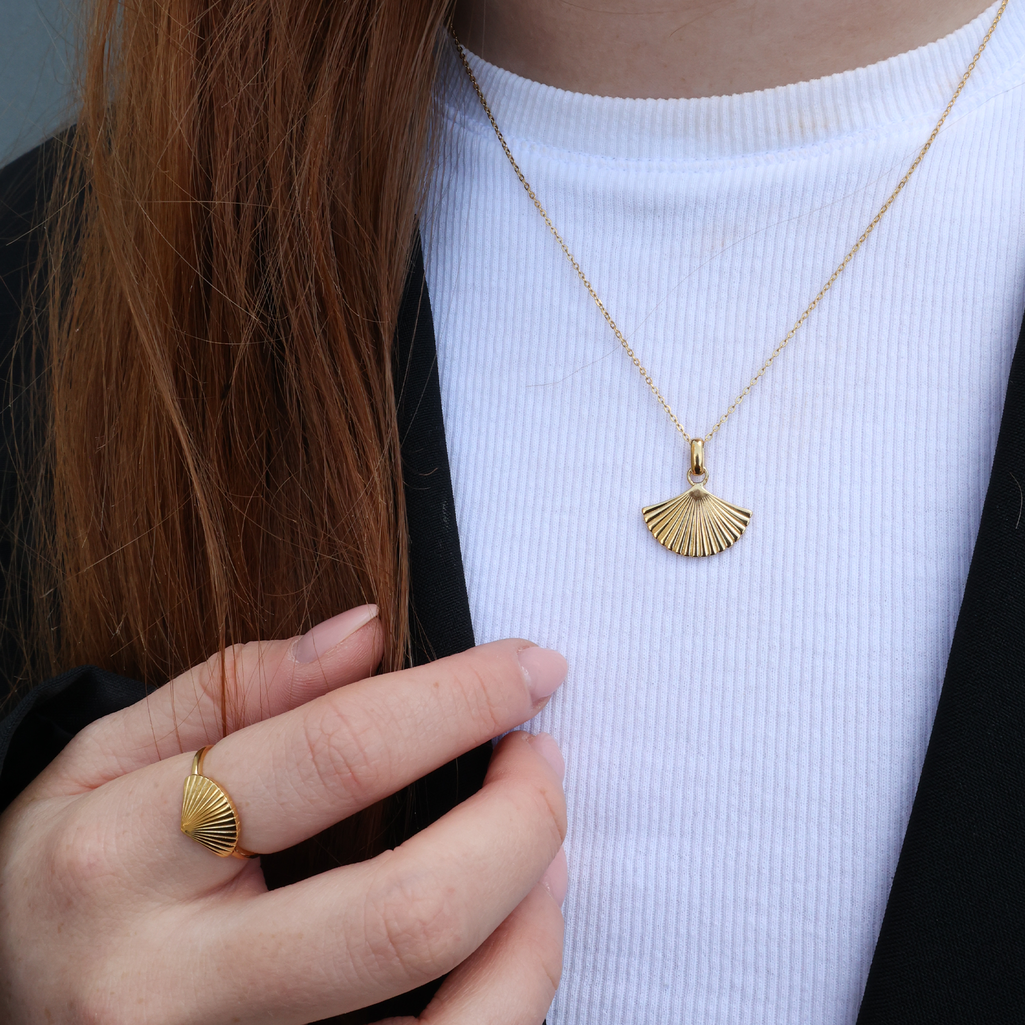 Fan Ring - Polished Gold Plated Sterling Silver