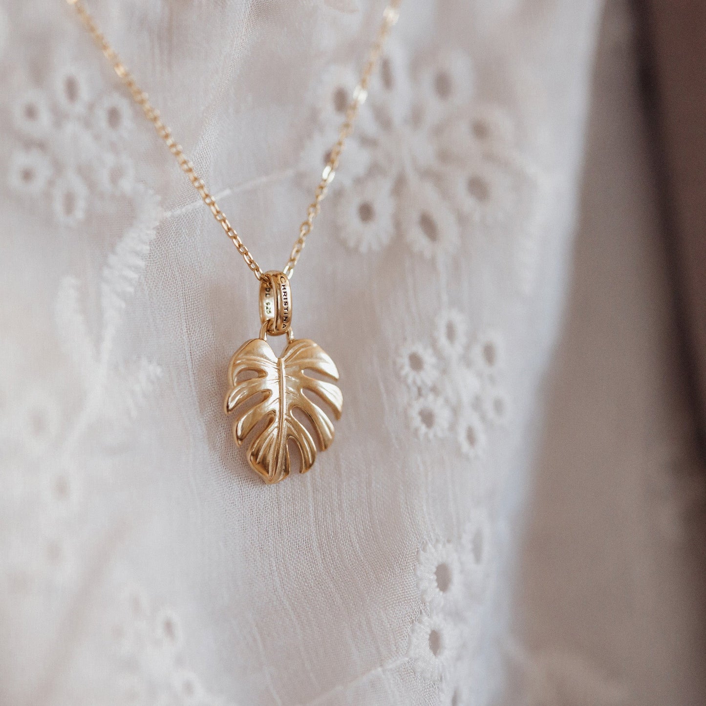 Rainforest Earring Pendant - Polished Gold Plated Sterling Silver