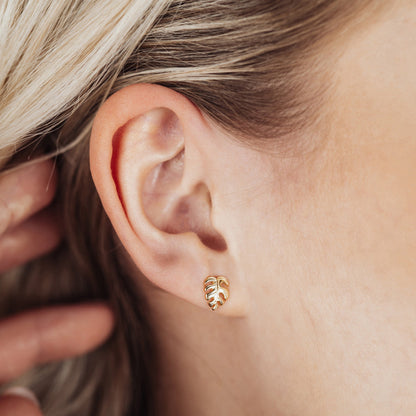 Rainforest Stud Earrings - Polished Gold Plated Sterling Silver