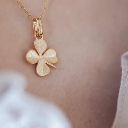 FoWatch Leaf Clover Earring Pendant - Matte Gold Plated Sterling Silver