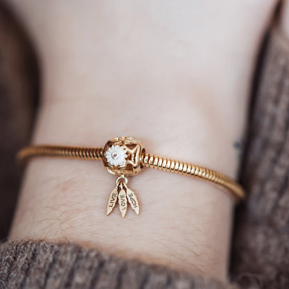 Live Love Hope - Charm 4 mm with Bracelet - Satin Forgyldt Sterling Sølv with 1 Topas