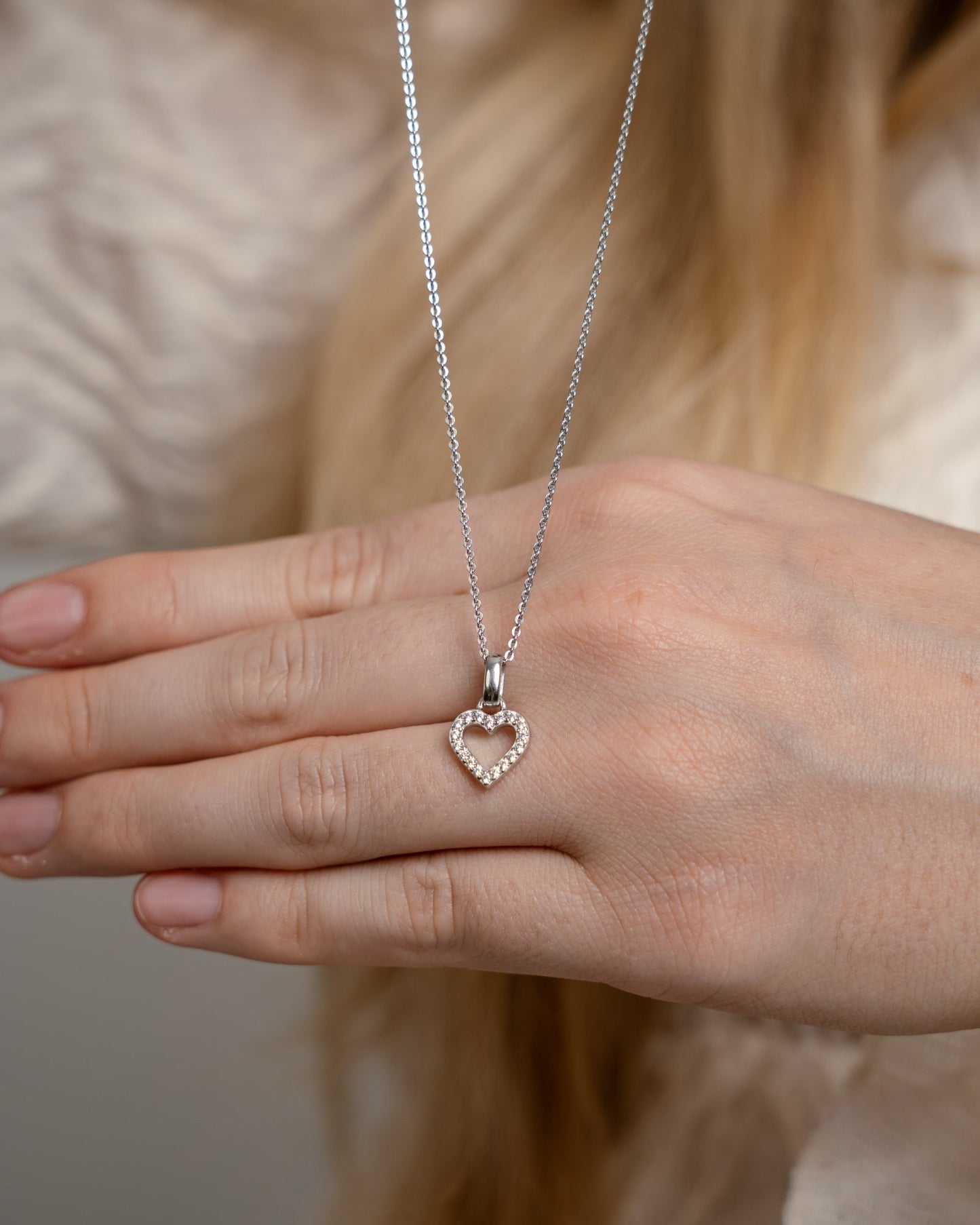 Shimmery Heart Smykkesæt - Gold Plated Sterling Silver with Cubic Zirkonia