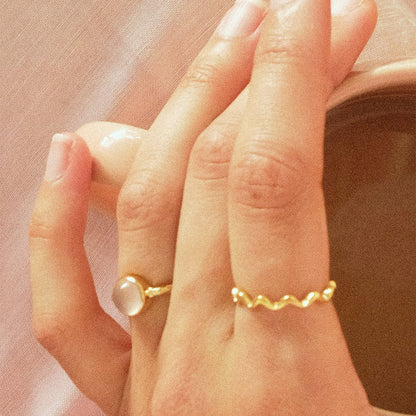 Wave Ring - Polished Gold Plated Sterling Silver